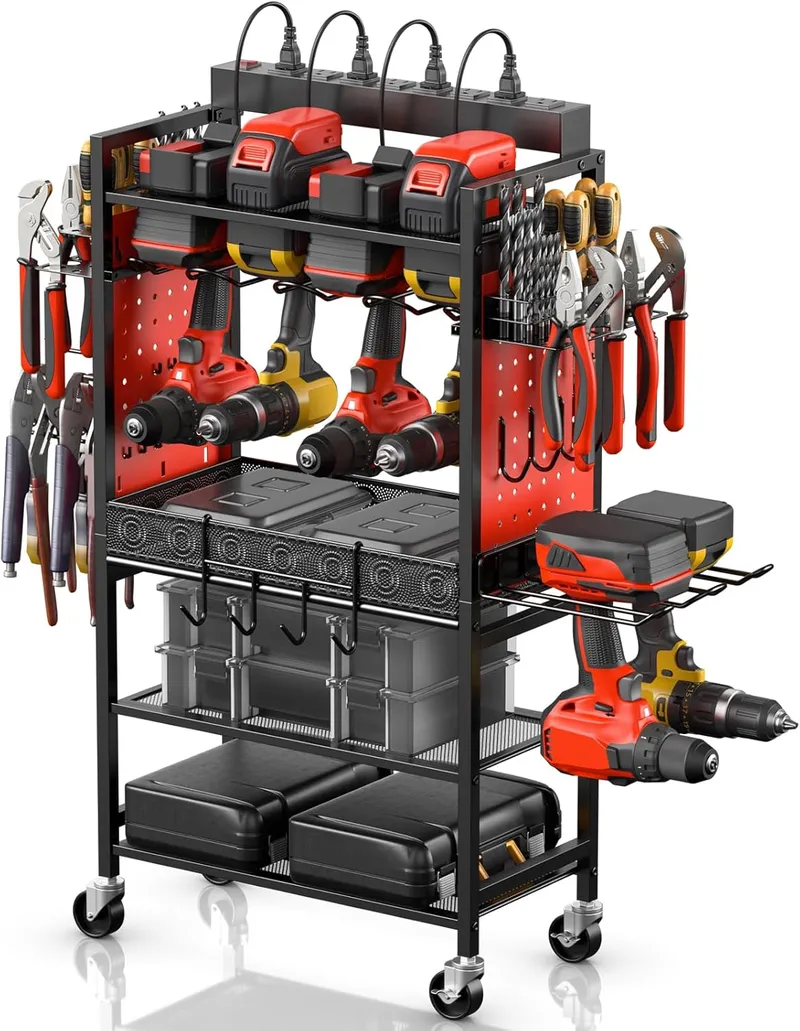 CCCEI Power Tool Organizer Cart with Charging Station